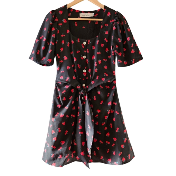 Quanta Du Soleil De Paris Boho Feminine Mini Dress Black Cherry Sz 34 XS - Picture 2 of 15